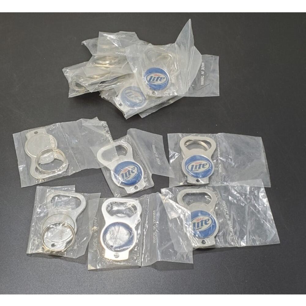 Miller Lite Metal Key Chain/Bottle Openers Lot of 16 **FACTORY SEALED**